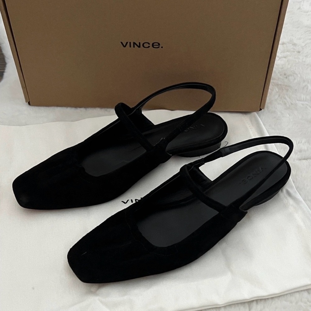 Vince Elegant Black Slingback Flats